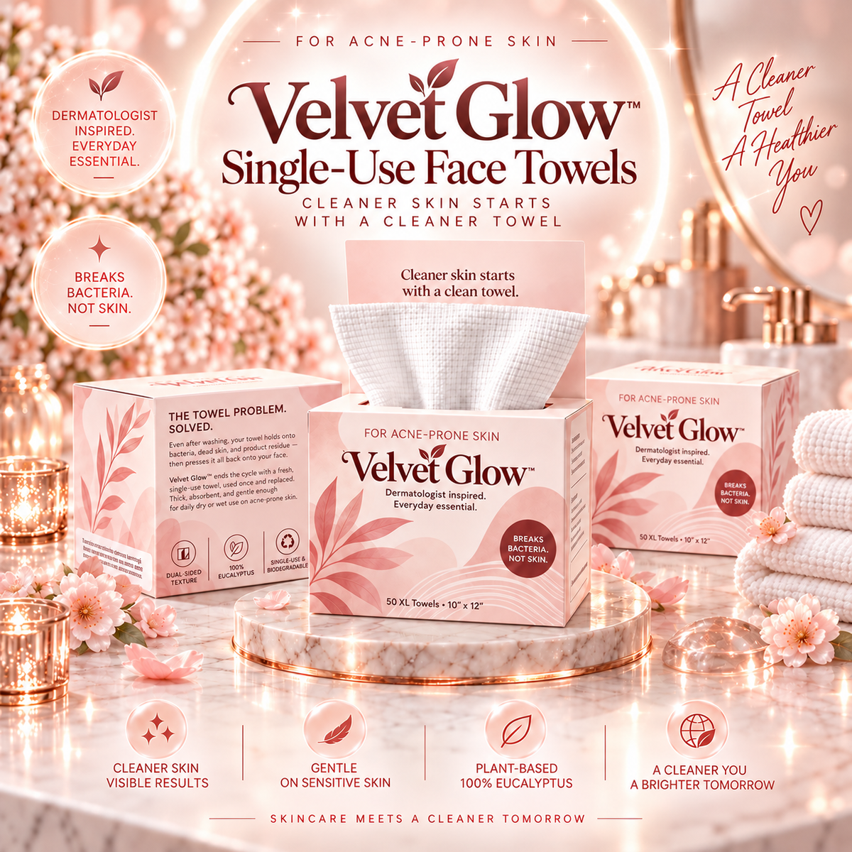Velvet Glow Soft Cleanse Face Towels